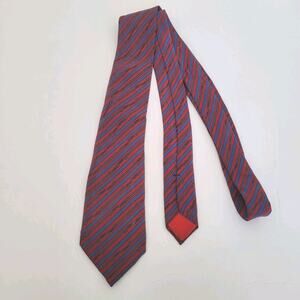 Celine Men's Neck Tie Made In Spain Designer‎ Silk Blue Red Stripped Ropes